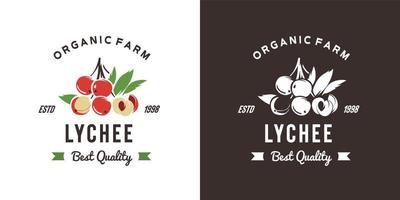 ilustración de logotipo de fruta de lichi vintage adecuada para frutería y granja de frutas vector