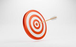 Isolate of Dartboard with arrow on white background for symbol of setup business objective and achievement target concept by 3d render. photo