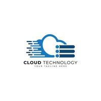 cloud technology logo design template vector