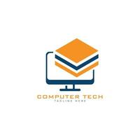 computer data technology logo design template vector