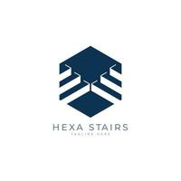 stairs logo design concept hexagon steps logo  for corporate business company vector