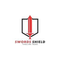 swords logo design concept template swords and shield armor logo vector