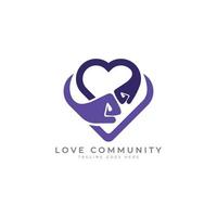 love community logo design concept hand bro fist heart shape connecting logo brand mark vector