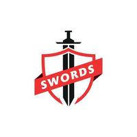 swords logo design concept template swords and shield armor logo vector