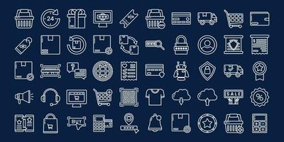 Big Collection of editable outline online shopping and ecommerce icons for online marketplace or store on internet vector