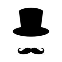 sombrero de copa mágico con icono de vector de bigote