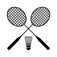 crossed badminton racket with shuttlecock vector icon