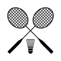 crossed badminton racket with shuttlecock vector icon