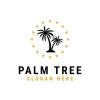 palmera con vector de diseño de logotipo de estrellas circulares