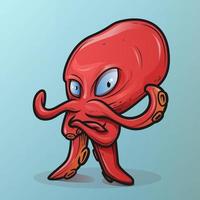 vector illustration, stylish red octopus