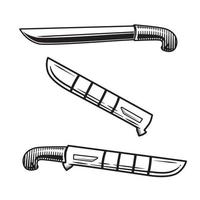 machete vector illustration, black and white line art