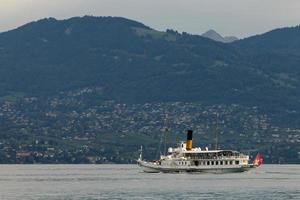 Montreux, Switzerland, 2015. Vevey steaming along Lake Geneva photo