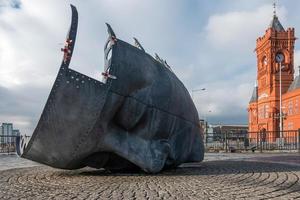 Cardiff, Wales, UK, 2014. Merchant Seafarers' War Memorial in Cardiff Bay photo