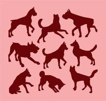 Silhouettes of dog Editable color vector