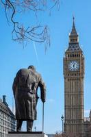 LONDON, UK, 2016. Statue of Winston Churchill in Parliament Square photo