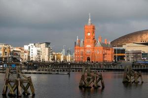 Cardiff, Wales, UK, 2014. Pierhead and Millenium Centre Buildings in Cardiff Bay photo