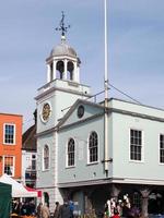 FAVERSHAM, KENT, UK, 2014. View of street market and Town Hall photo