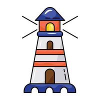 Carefully crafted flat icon of lighthouse vector