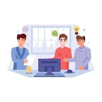 An editable illustration of business meeting in flat style vector