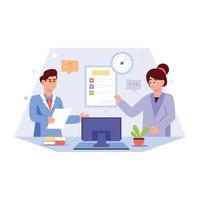 Check this flat illustration of project discussion vector