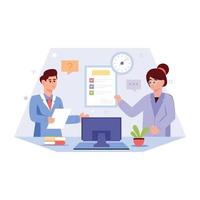 Check this flat illustration of project discussion vector