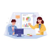 Check this flat illustration of project discussion vector