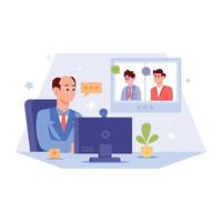 An editable illustration of business meeting in flat style vector