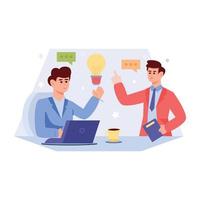 Persons discussing about project, flat illustration of task management vector