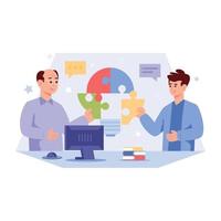 An editable illustration of business meeting in flat style vector