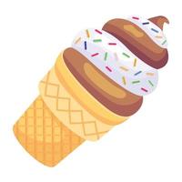 cono de hielo delicioso, un icono isométrico editable vector