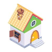 A trendy isometric icon of cottage vector