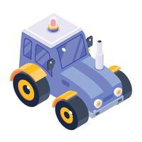 Farming vehicle, an isometric icon of tractor vector