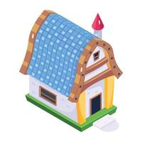 A trendy isometric icon of cottage vector