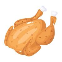 An isometric icon of chicken roast, vector format