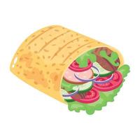 A well-designed isometric icon of taco vector