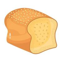 Baked food, an isometric icon of bread vector