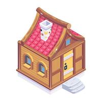 A trendy isometric icon of cottage vector