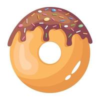 Delicious donut with chocolate dipping, isometric icon design vector