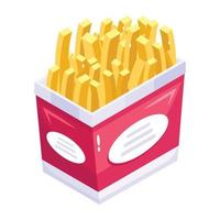 Yummy french fries, an isometric icon design vector