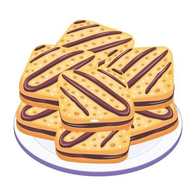 Yummy cream biscuits, an isometric icon design