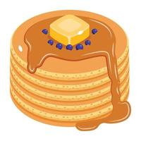 Yummy pancake with honey topping, an editable isometric icon vector