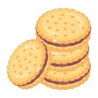 Yummy cream biscuits, an isometric icon design vector