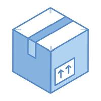 Box with up arrows, concept of courier isometric icon vector