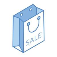 A trendy isometric icon of shopping sale vector