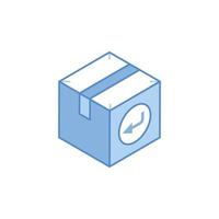 Box with backward arrow, concept of parcel return isometric icon vector