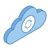 An isometric icon of cloud backup is up for premium use vector