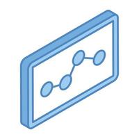 Isometric icon of line chart, vector design