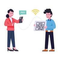 Smart technology, flat illustration of qr payment vector