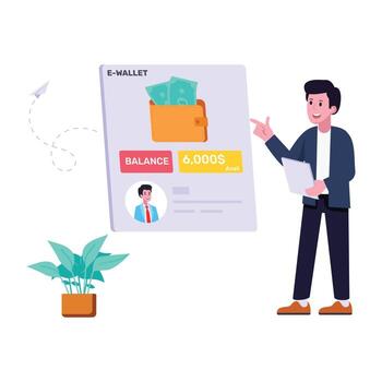 Persons monitoring chart with magnifier, flat illustration of business analysis vector