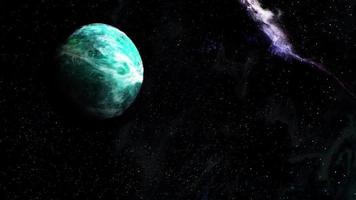 planeta colorido movendo-se sobre fundo preto, verde. trabalho em equipe de mármore nuvens digitais terra animação rotativa, globo de fundo digital espaço futurista, planeta colorido movendo-se em fundo preto